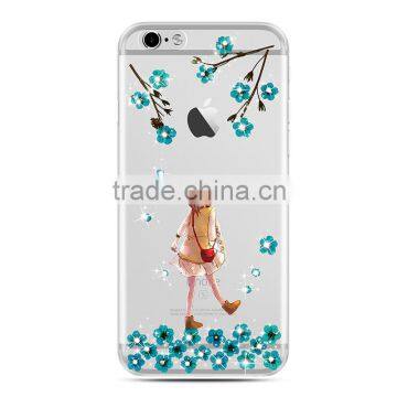 Joyroom Fashion Flowers Diamond Fairy Shiny Case for iPhone 6Plus Soft Gel TPU Rubber Back Cover for iPhone 6s Plus MT-5799