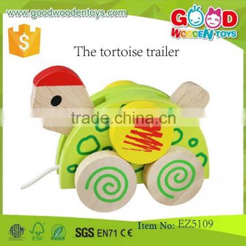 new product the tortoise trailer funny turtle toys wooden OEM wooden animal toys for children EZ5109