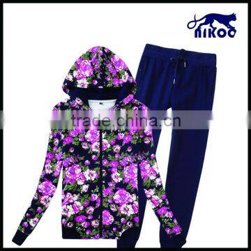 Hot sale women jogging suit , women printing cotton jogging suit