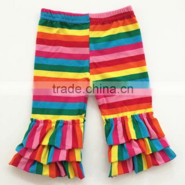 wholesale boutique ruffles pants stripe icing leggings rainbow baby pants