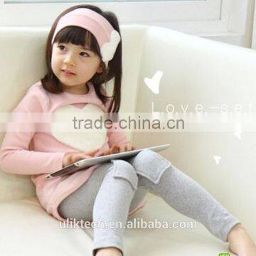 cheap girls red sweater with heart grey leggings hairband 3 piece 2015 children clothes