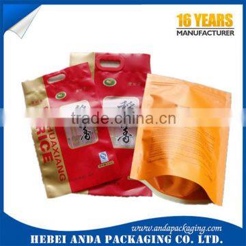 5kg 10kg rice bag with handle/ packing plastic handle bag for rice / nylon packaging bags for rice