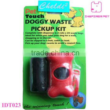 Dog Bone Pet Waste Clean Poop Bag Dispenser 20 Bags Supply Carrier Holder Case