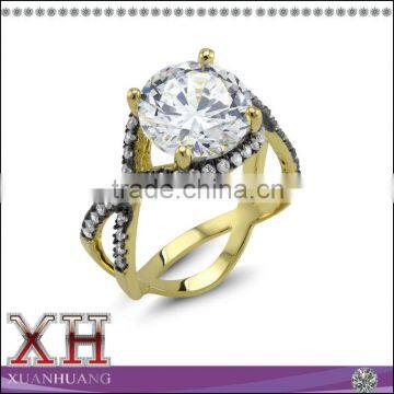 18K Gold Two-tone Round-cut Cubic Zirconia Frances Engagement Ring