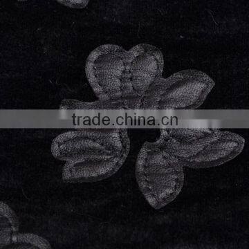 Lint Bottom pu Leather Laser Cutting Flower Embroidery Fancy Dress Fabric photo-2