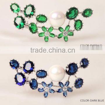 Platinum Plated Elegant Style Floral in 3 Colors Brooch With AAA+ Cubic Zircon Micro Pave Setting for Women and Men in 4 Colors photo-5