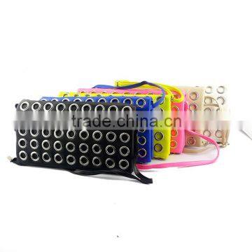 Handcee Hot Sale Metal Circle Black PU Shoulder Bags For Shopping