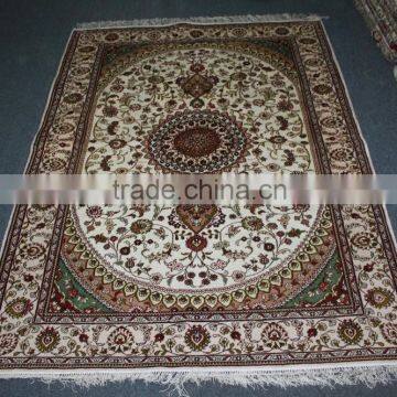 kashmiri handmade high quality silk carpets hand knotted pure silk rug