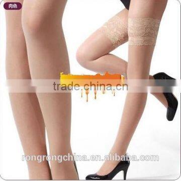 new design thigh high skin and jacquard flower silk stockings