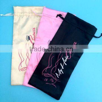 Custom logo printed satin hair bags in packaging box