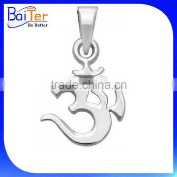 Fashion White Gold Plated Pave Cubic Zircon CZ 925 Sterling Silver Om Pendant