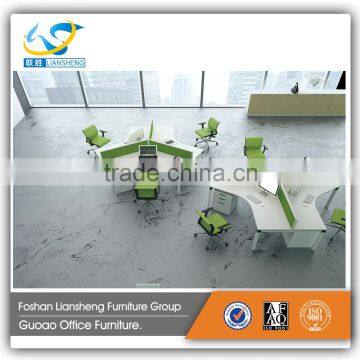 Hot sale 3 people melamine top panel aluminum frame work desk KD-12