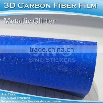 1.52x20m New Arrival Glitter Blue Full Car Body Sticker Vinyl Carbon Fiber Tube