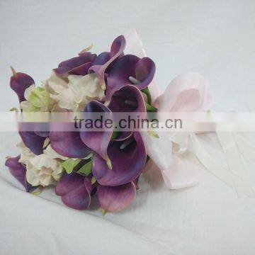 Purple silk flowers calla wedding bouquets