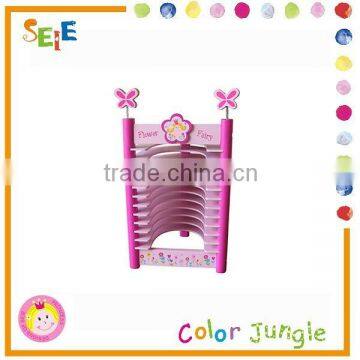 Wooden pink cd rack for girls room deco,cd storage wood product sets as gifts for kids