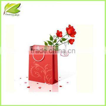 Beautiful red flowers paper shopping bag/Flower gift paper bags for red roses