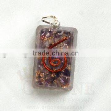 Amethyst Orgone Rectangle Pendant : Wholesale Supplier