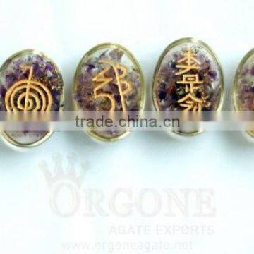 Amethyst Orgone Oval Usai Reiki Set : Orgonit Manufacture India