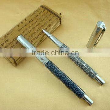 Self-inking Stamp Pen Leather Roller Pen in Aluminum Sheet Gift Box