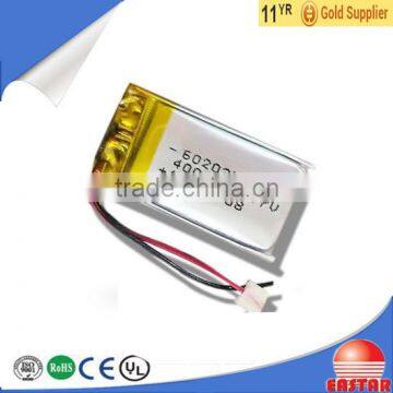 2016 china manufacturer 602035 350mah lithium polymer battery 3.7v for GPS