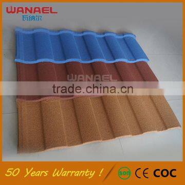 Guangzhou factory Wanael Roman Light weight Galvanized Metal Stone Coated Roof Tile