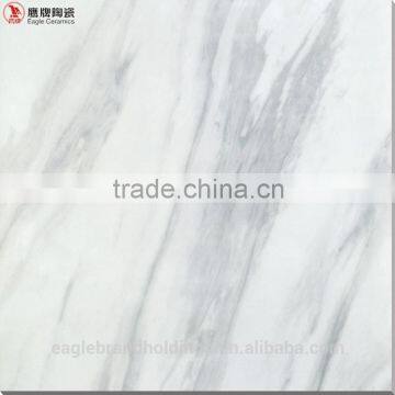 White Micro Crystal Floor Tile, Luxury Glass Porcelain Marble Look Tiles Glazed Grey Vein photo-3