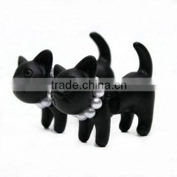 Wholesale Three-dimensional Anaimal Leopard Cute Black Cat Imitation Pearl Earrings Piercing