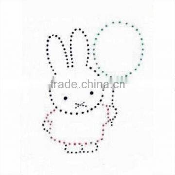 hot fix motif animal rhinestone transfer with sports rabbit