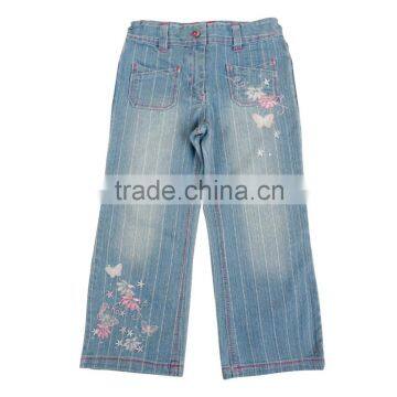 G129 Cowboy nova kids wear new design embroidered ready stock child girls jeans long pants