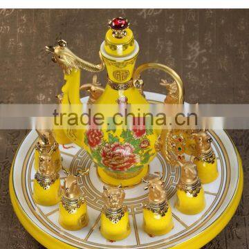 New 12 zodiac yellow ceramic wine cups/wine ceramic cup