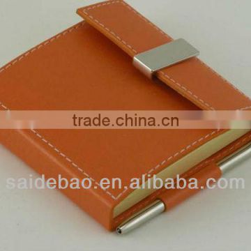 PU leather writing memo pad holder with pen