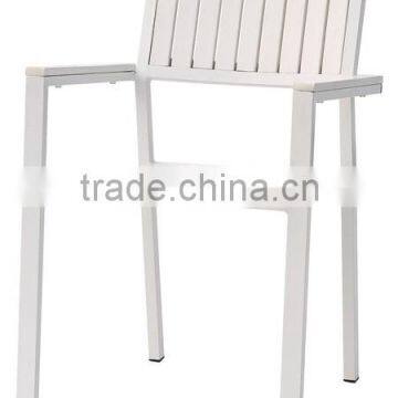 Outdoor plastic wood chair in white color