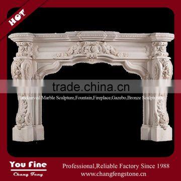 Exquisite Antique French Decorative Marble Carving Fireplace