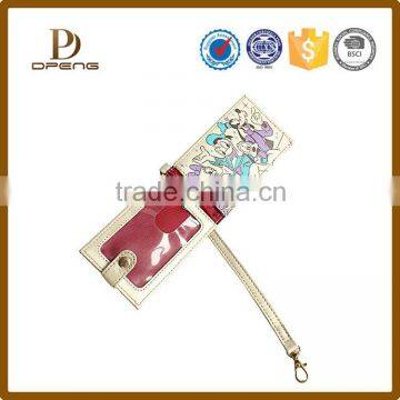 Cartoon Image Printed Latest Design Ladeis Custom Leather Purse With Strap photo-3