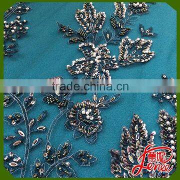 New Year beaded sequined Embroidery Fabric For girls party dresses