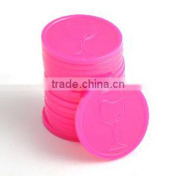 Embossed Plastic Token Coins in stock - Neon Pink - Wine