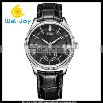 WJ-5513L high quality sapphire glass Megir 30 meters waterproof genuine leather men watch