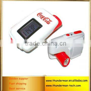 Multifunctional LED Flashlight Digital Pedometer with belt clip