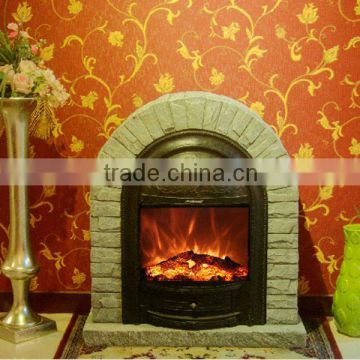 Polystone Mantel Electric fireplace Round Door Shape