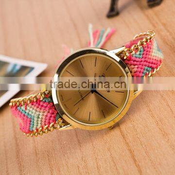 2016 Spring new fashion braided watch,laides watch bracelet