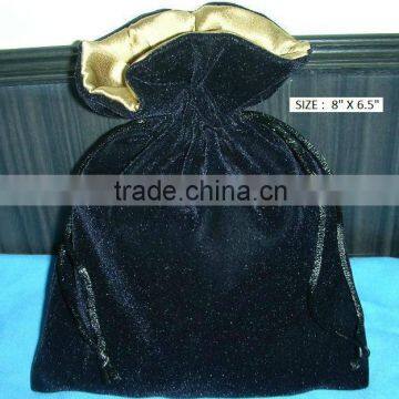 Black velvet jewellery pouch