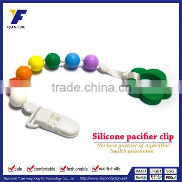 China Manufacturer Wholesale Safe Silicone Baby Pacifier Soother Chain Holder Clip