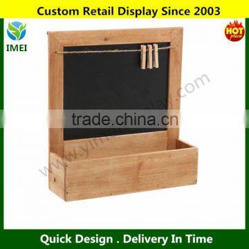 Country Rustic Wood Wall Mounted Erasable Chalkboard / Small Decorative Hanging Storage Shelf Rack YM5-1329