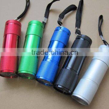 Metal 9 LED Aluminum Led Torch Flashlight for Promotion