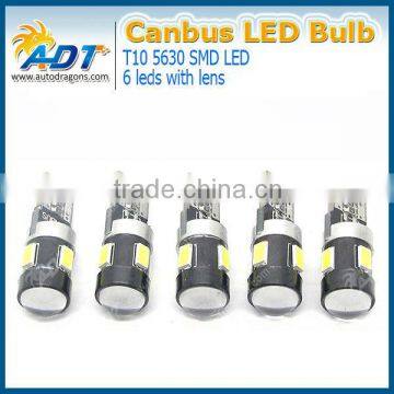 Hot sale T10 led smd bulb 194 168 W5W 5630 LED 6 SMD White auto led interior lights