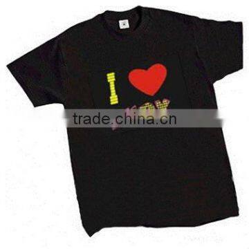 100% New Led Flashing Personalized EL T-shirt, led glowing t-shirt