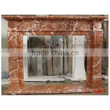Red Marble Fireplace,French Fireplace Surround,Marble Carving Fireplace