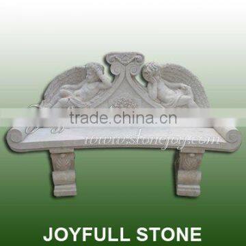 Carved White Marble Bench