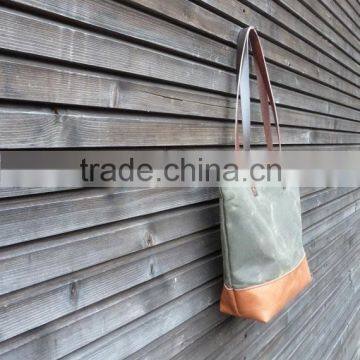 designed cheap fabric shopping bag custom tote bag with leather handle