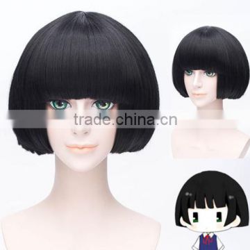 Kokkuri Cosplay BOB Black Short Women's Lolita Synthetic Hair Party Full Wig N447